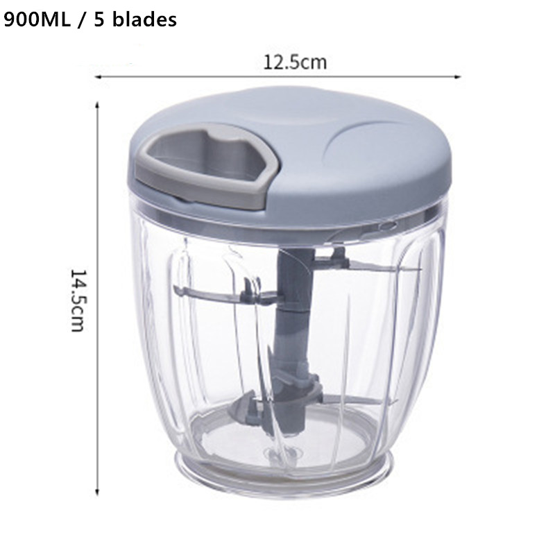 500/900ML Manual Meat Mincer Garlic Chopper Hand Pull Press Crusher Vegetable Grinder Chili Onion Cutter Kitchen Cooking Tools: Orange