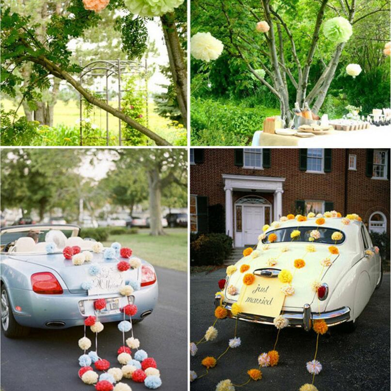 10 stücke handgefertigt 4 &#39;&#39;(10 cm) Gewebe Papier Pom Poms Papier Blume Ball Pompom Für Heimat Garten Hochzeit Geburtstag &Ampere; Hochzeit Auto Dekoration
