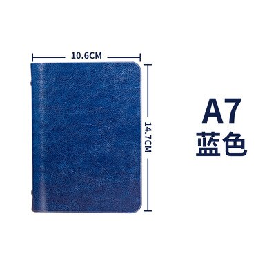 A7 Kleine Notebook Met Hard Retro Cover Leather Mini Pocket Boek Losse Notepad Briefpapier Notebooks Office Accessoires: Blauw