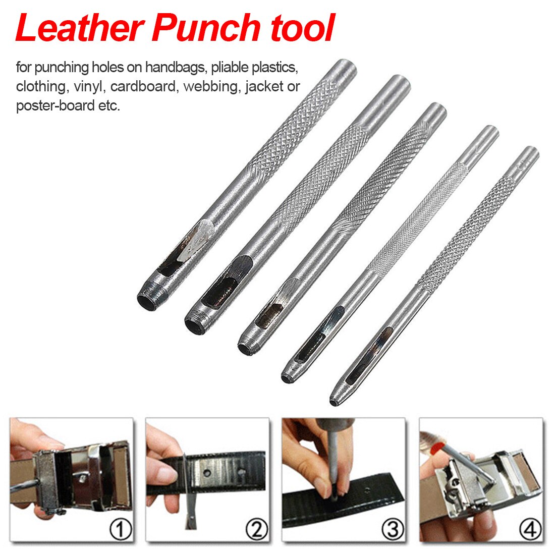 1 Pc Hole Maker Houten Handvat Naaien Stiksels Ponsen Naaien Levert Ijzer Punch Gereedschap Lederen Craft Tool