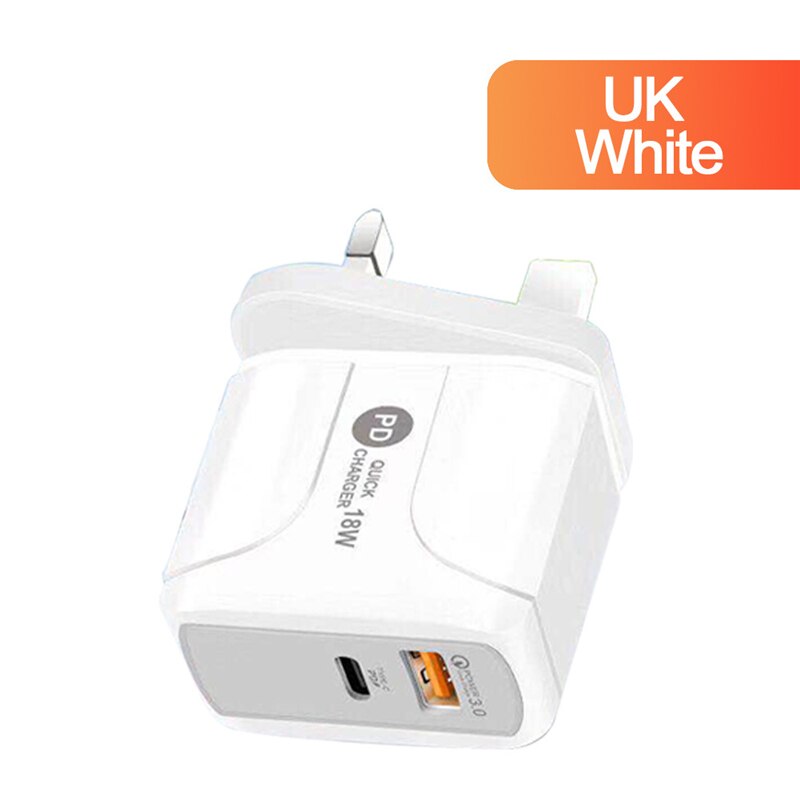 18W PD Quick Charge 3,0 USB Ladegerät EU/US/UK Stecker Handy Ladegerät Für iPhone 12 11 Pro X XR XS MAX blitz Schnelle Lade: UK White
