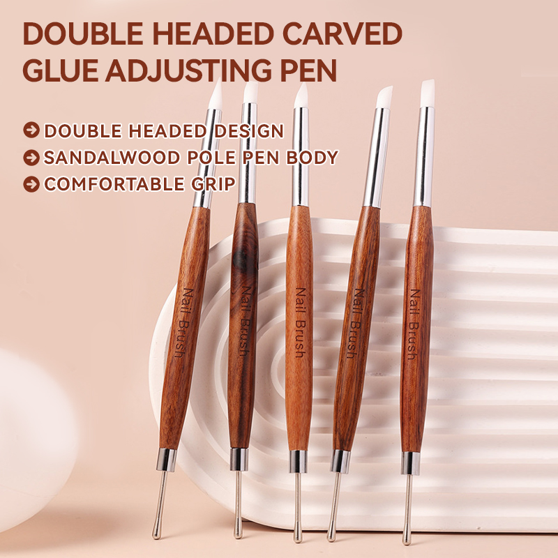 Dual-Ended Nail Art Brush with Silicone Spatula Carving Flower Painting Pen & Nail Gel Mixing Tool Multi-Function Manicure Tools: Light Grey