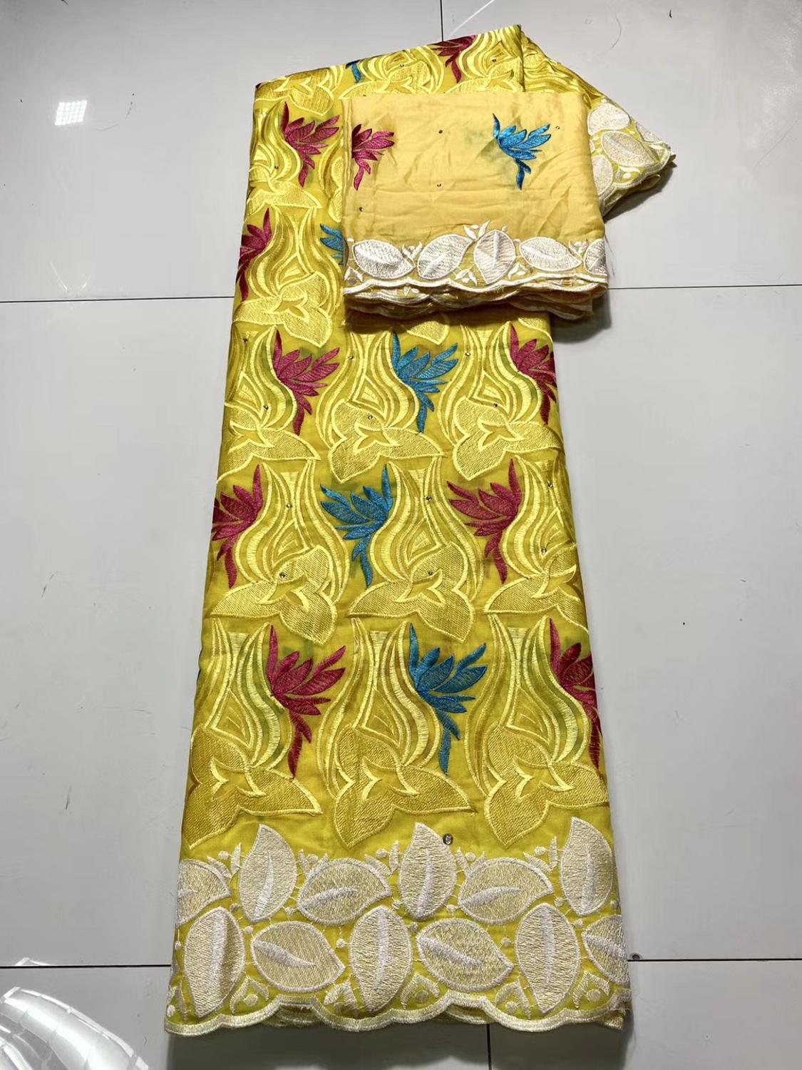 African Brocade Fabrics Swiss Voile Lace In Switzerland French Lace Fabrics Dubai Fabric Nigerian Gele Headtie 7Yards
