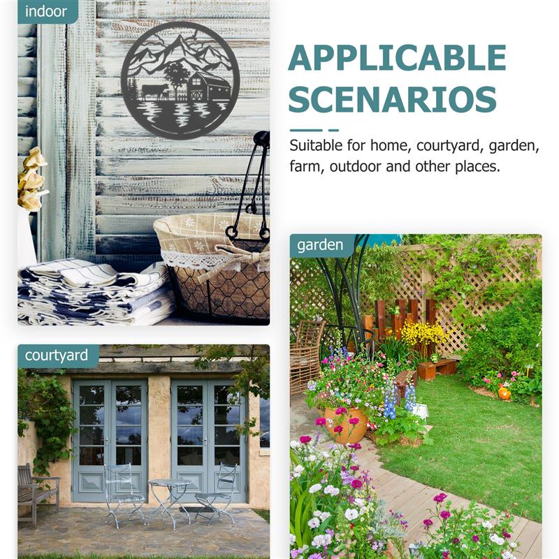 Iron Wall Decoration Circular Hanging Art Indoor Outdoor Metal Silhouette Wall Decor Garden Decoration Garden Accessories