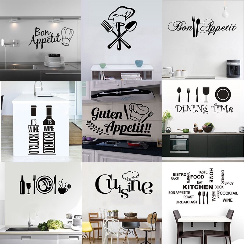 Tre rater engelsk citat køkken wallstickers vinyl wallstickers boligindretning kunst dekorative stickers pvc spisestue til bar