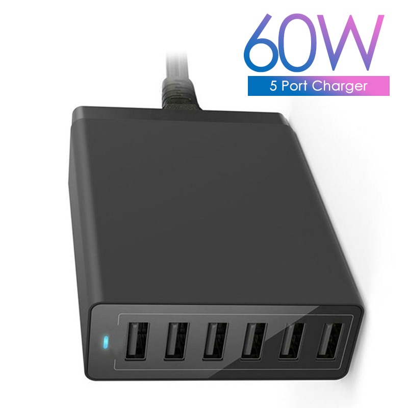 ILEPO-cargador de pared Universal para teléfono móvil, dispositivo de carga rápida con 6 puertos USB, HUB Multi USB QC 3,0, 60W, para iPhone 12