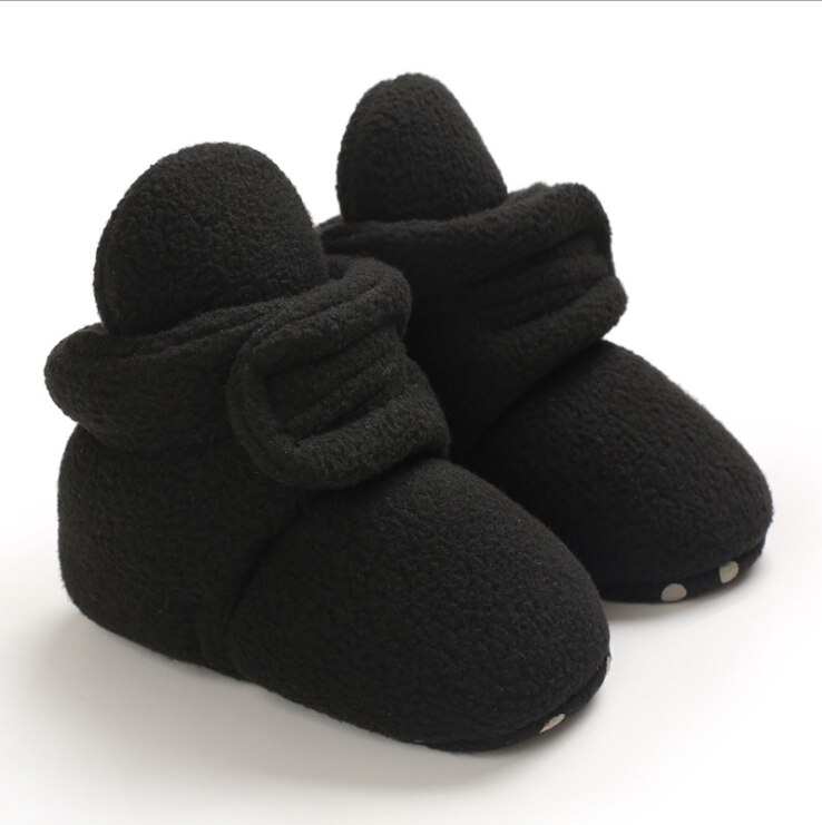 Baby vinterstøvler baby pige drenge vinter varme sko solid toddler first walkers børn vinter sko 0-18m: Sort / 7-12 måneder