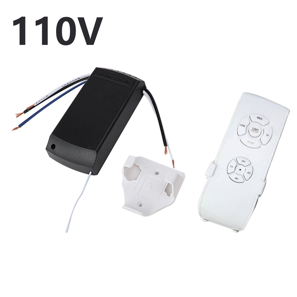 Universal Ceiling Fan Lamp Remote Control Kit AC 110V 220V Timing Control Switch Adjusted Wind Speed Transmitter Receiver: WHITE