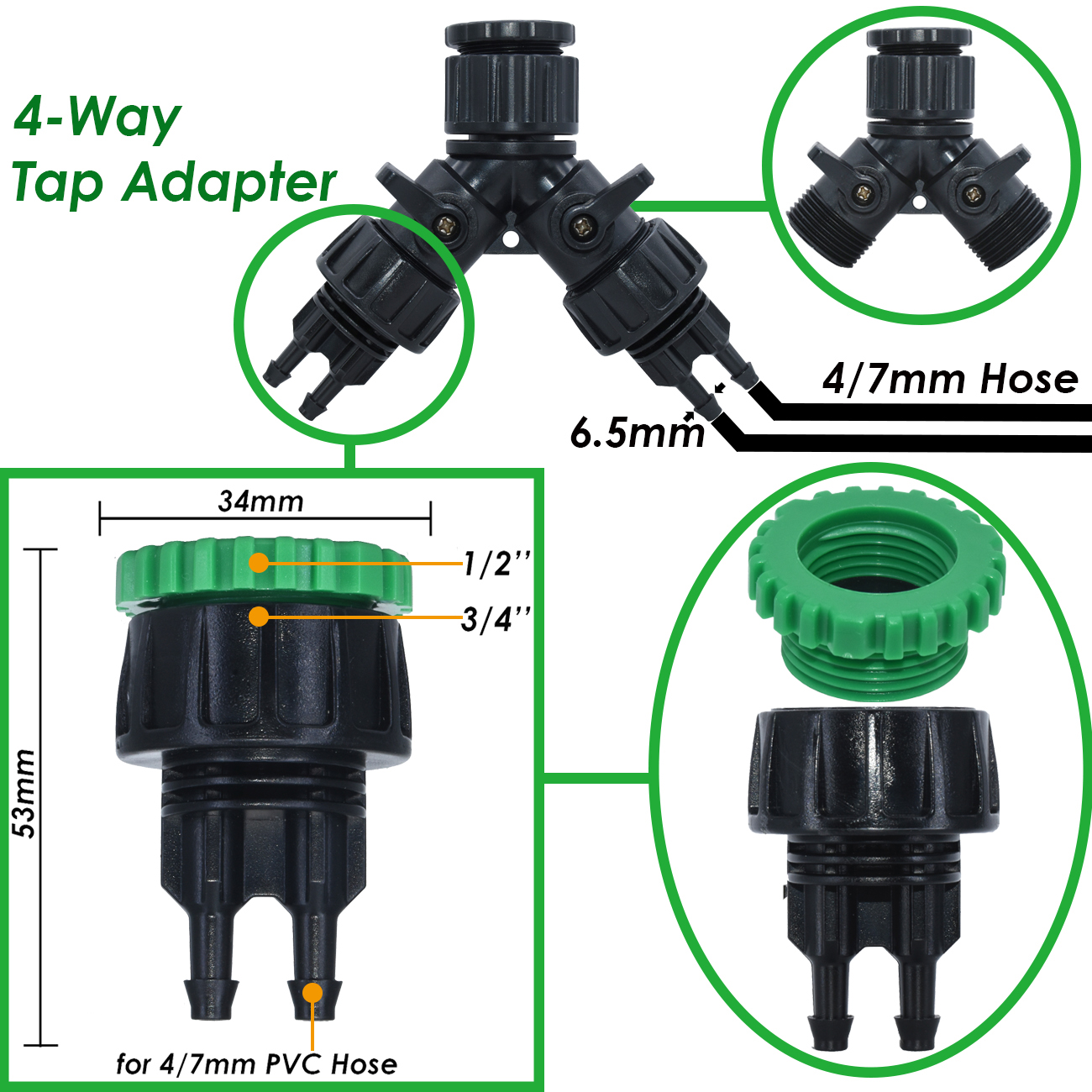 KESLA Garden Drip Irrigation System Adjustable Sprinkler Drippers 1/4'' Hose Ball Valve Timer Watering Flowers Lawn Greenhouse