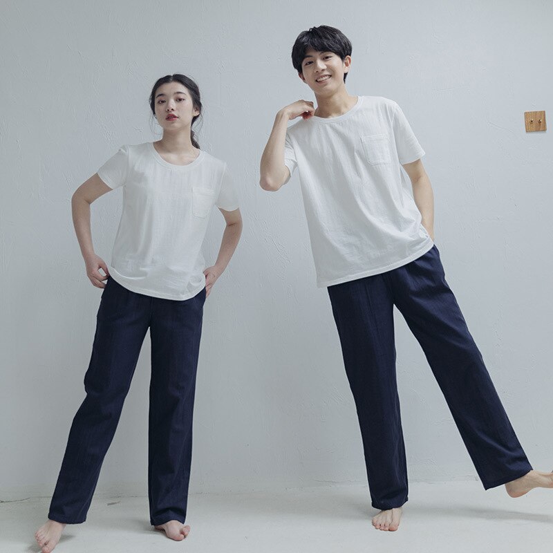 Spring and autumn cotton men's pajamas solid color home pants summer cotton gauze pajamas air conditioning pants pants