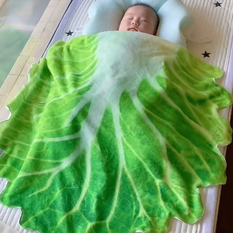Manta con estampado de lechuga y repollo, manta cálida y suave de felpa para sofá, patrón de verduras, manta polar de franela para niños para camas