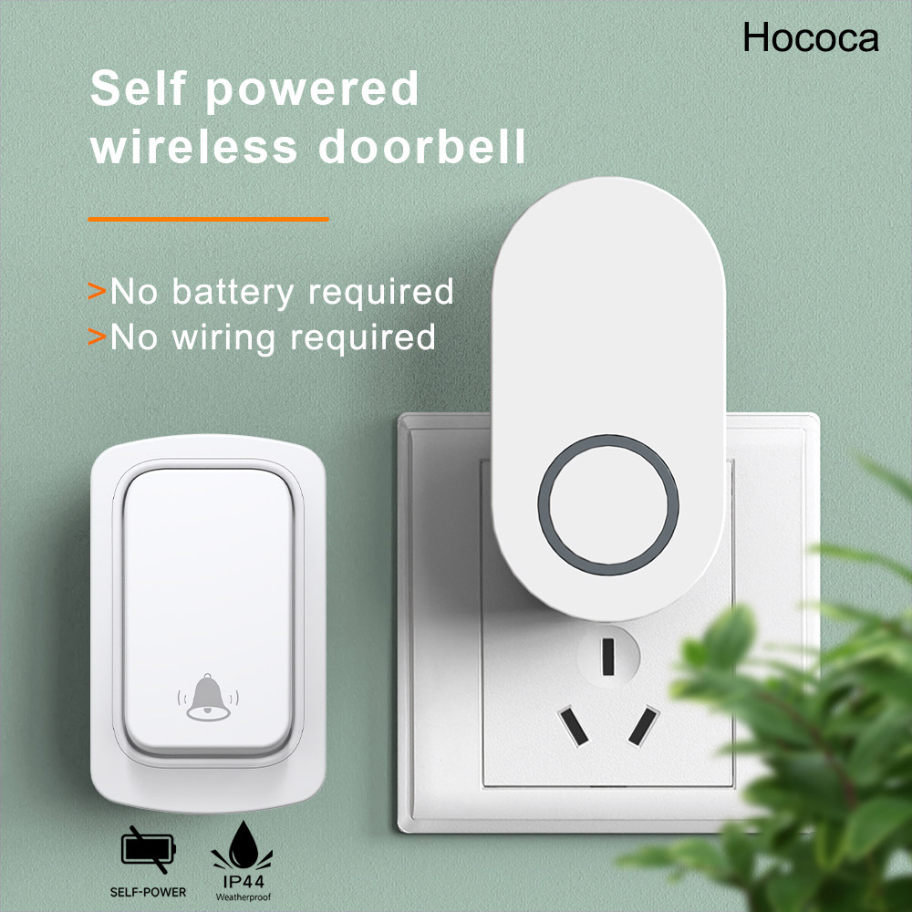 Home Waterproof Battery Free Self Generating Power Doorbell With 60 Ringtones And High Volume AC Electronic Wireless Door Bell