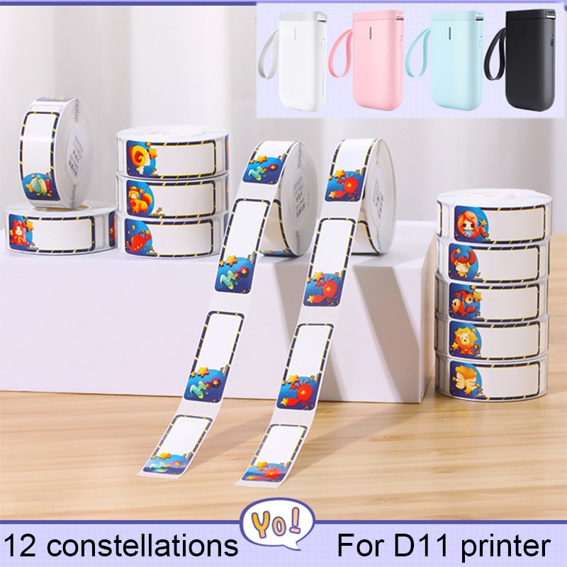 NIIMBOT D11 Thermal Label Paper 12 Constellation Name Sticker Waterproof Classified Storage Color Sticker Cosmetics Labels