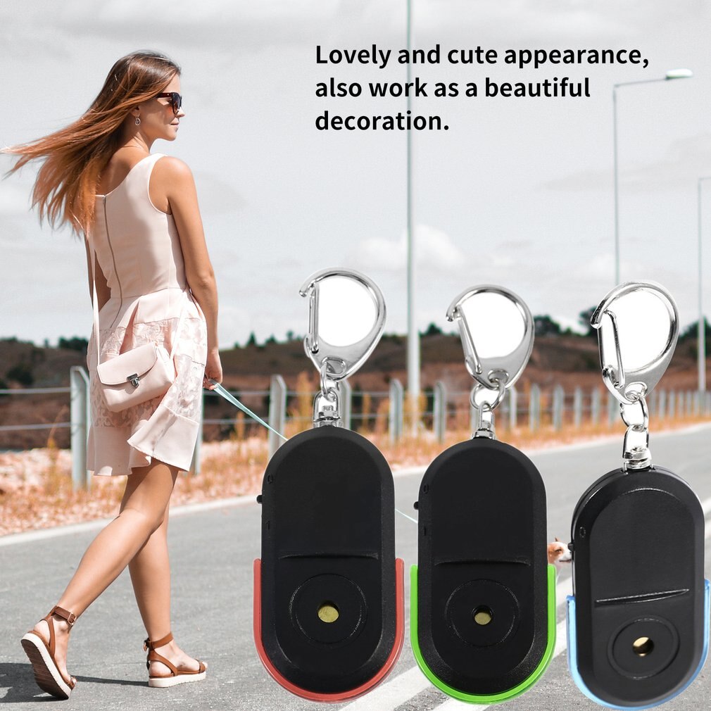 Portable Size Old People Anti-Lost Alarm Key Finder Wireless Useful Whistle Sound LED Light Locator Finder Keychain