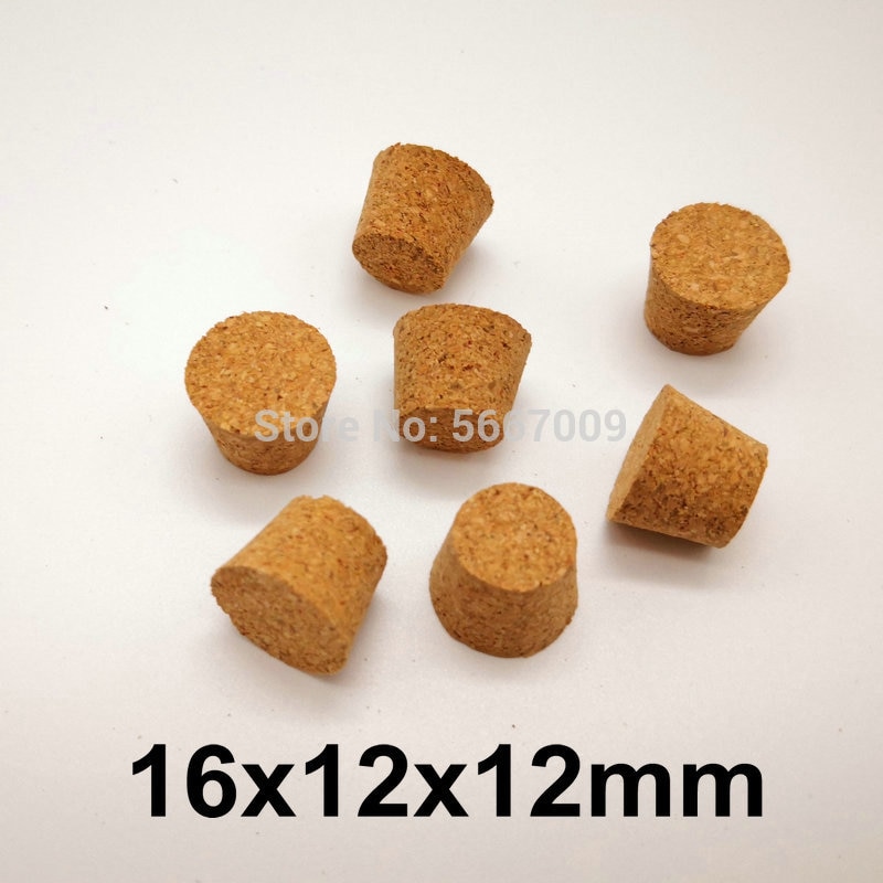 Tapones de tubo de ensayo de madera para laboratorio, tapones pequeños, botella de vidrio, corcho suave para experimentos escolares, 16x12x12mm
