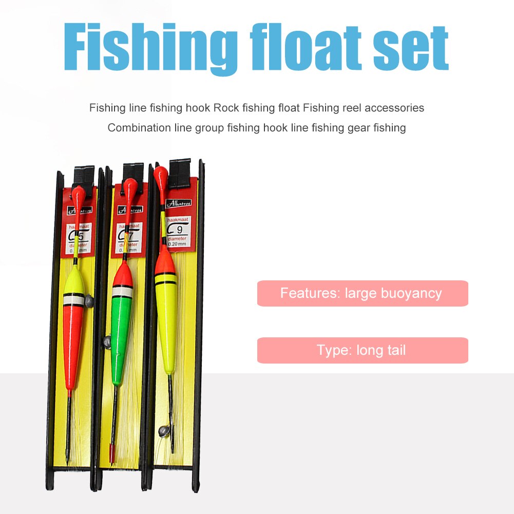 3pcs Fishing Bobber Line Kits Fishhook Foam Buoy Rock Fishing Floats Set Drift Vertical Buoy Fishing Accessories pesca tool