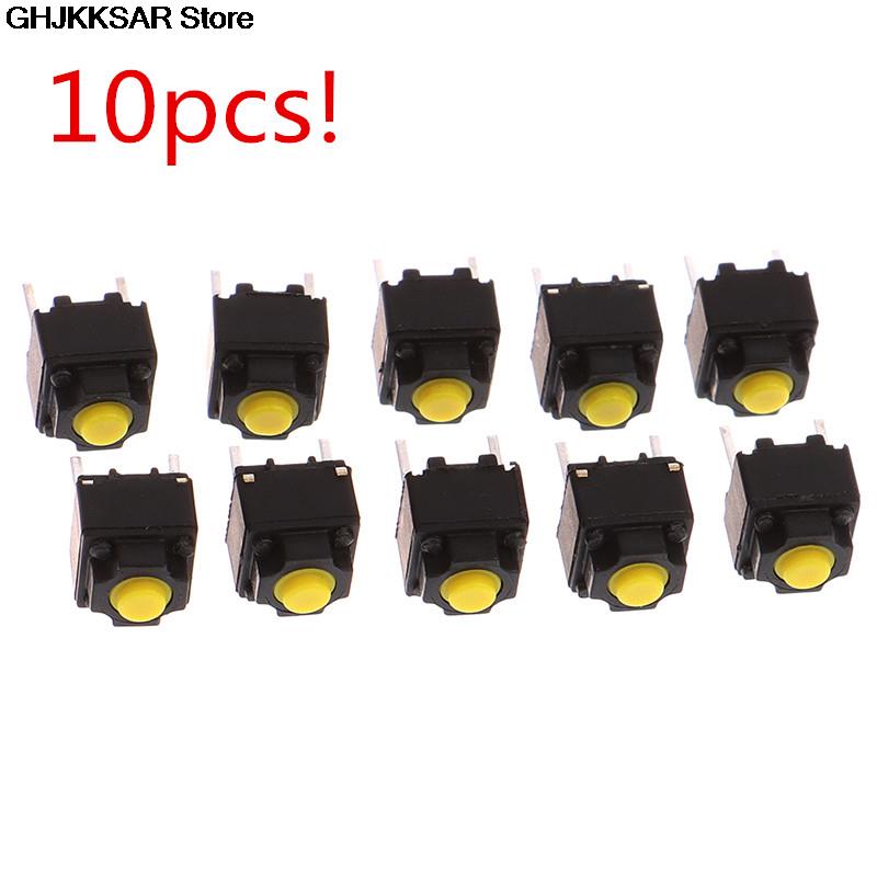 10 stücke Stumm Taste Stille Schalter Drahtlose Maus Verdrahtete Maus Taste Micro Schalter Gelb Push Button Schalter 6*6*7,3mm