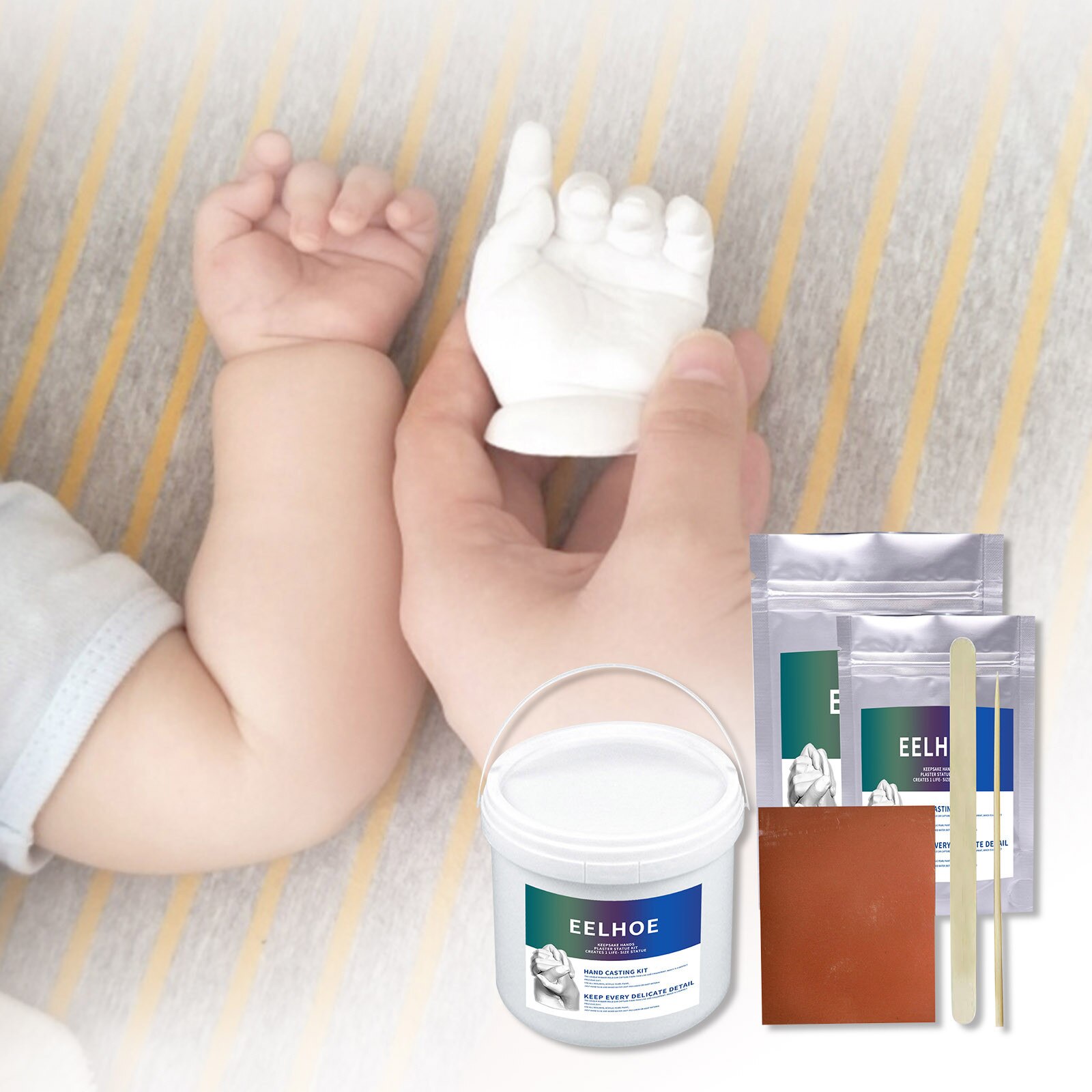 3d bébé coulée main pied souvenir mains moulage Kit grand bricolage plâtre Statue moulage Kit main tenant empreinte de main