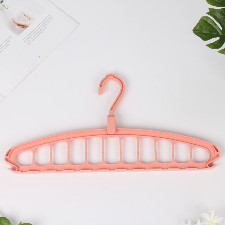 Multi functional clothes hanger, dormitory, household clothes hanging, folding clothes hanger, 11 hole clothes rack storage tool: light yellow