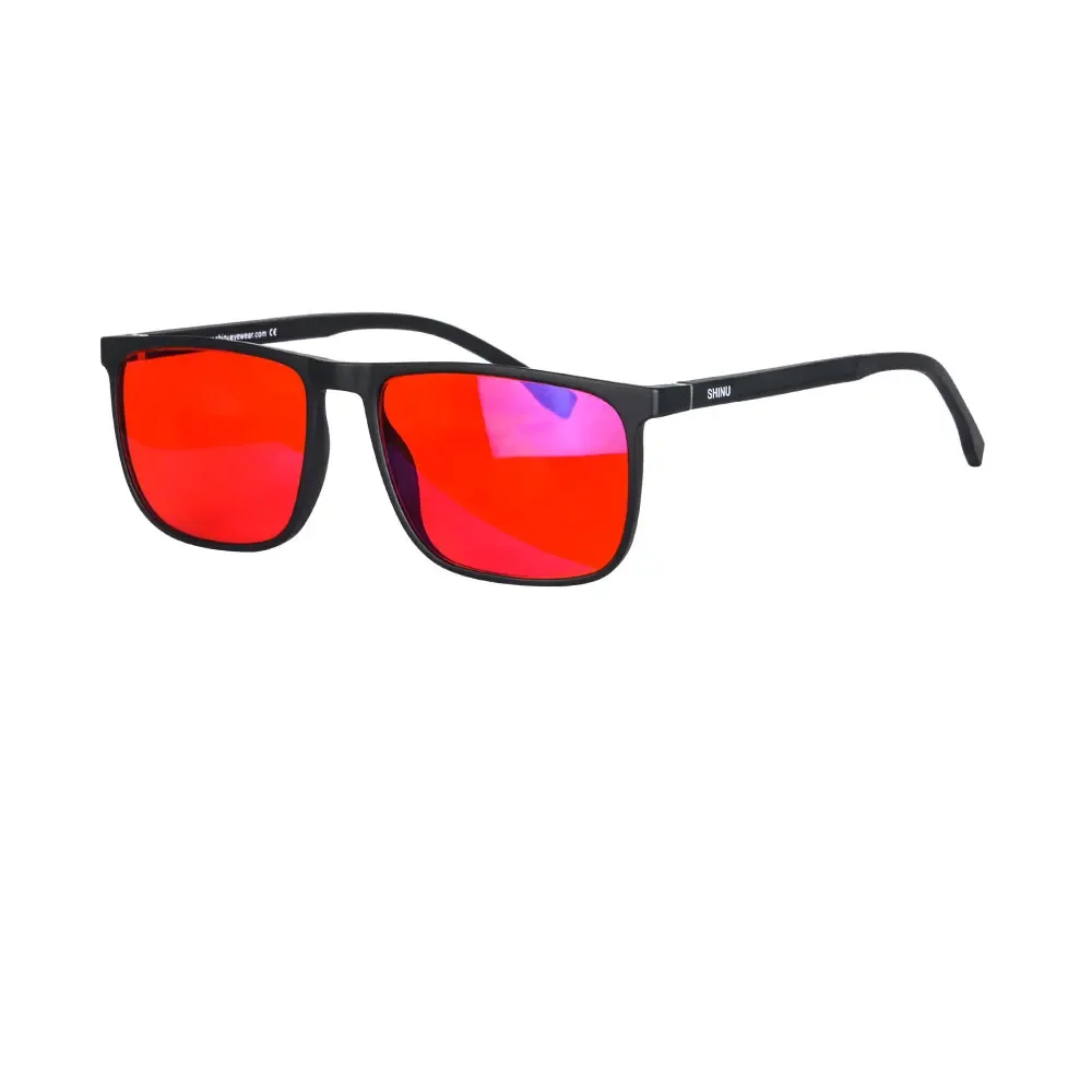 Óculos bloqueadores de luz azul SHINU com lentes vermelhas protegem seus olhos de tensão digital Óculos de bom sono Homens Lente de olho vermelho: Transparente