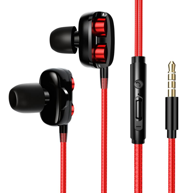 3.5 millimetri Auricolare Auricolare Con Cavo Quad Core Basso Dual Dynamic Della Cuffia di Gioco Auricolare Karaoke Auricolare In Ear Con Microfono Auricolare: Single speaker 2