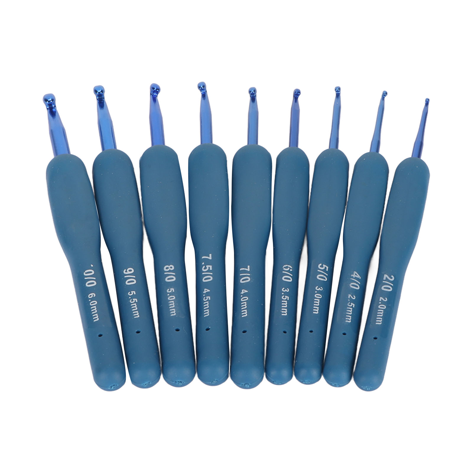 9 Stuks Set Haaknaalden Set Blauwe Ergonomische Zachte Grip Haaknaald Breinaald