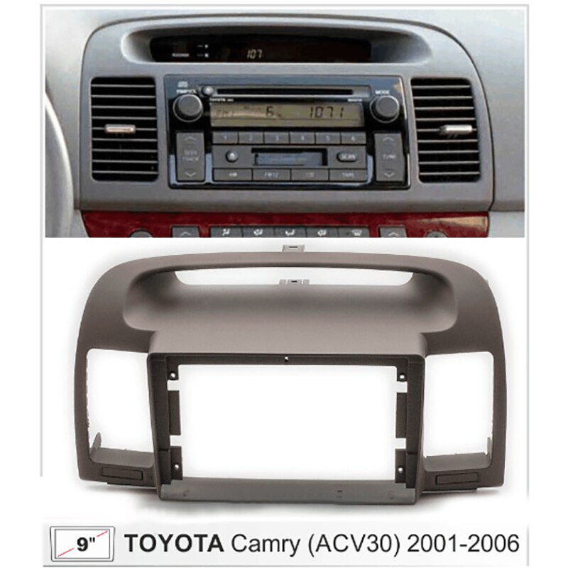 9- tommer 2 din bilradio dashbord stereo panel for montering av bil panel dual din cd dvd ramme for toyota camry 5 2001-2006