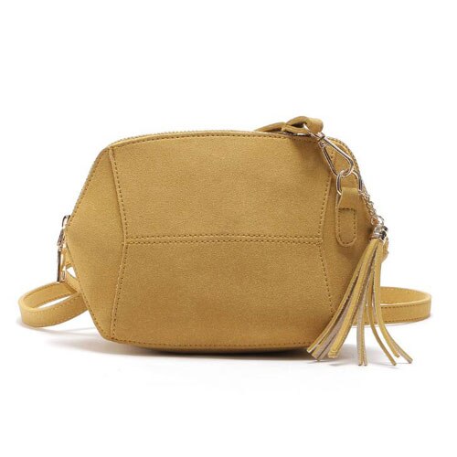Dames schoudertas luxe mat pu leer snoepkleur stijlvolle schelp messenger crossbody kwast dames handtas: Geel