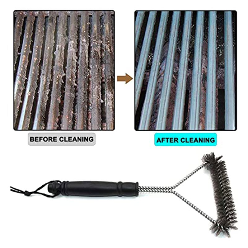 BBQ Grill Barbecue Kit Cleaning Brush Stainless Steel Wire Bristles Kitchen BBQ Cleaning Brush Tools