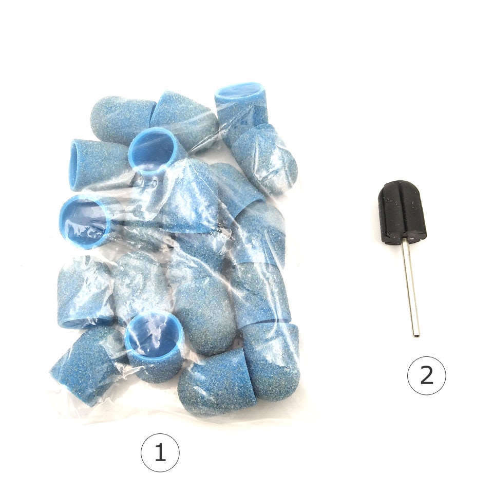 Lot de 20 embout de ponceuse avec poignée en caoutchouc, 13x19 mm, accessoires pour cuticules et pieds, pédicure, polissage, base en plastique, ponçage,