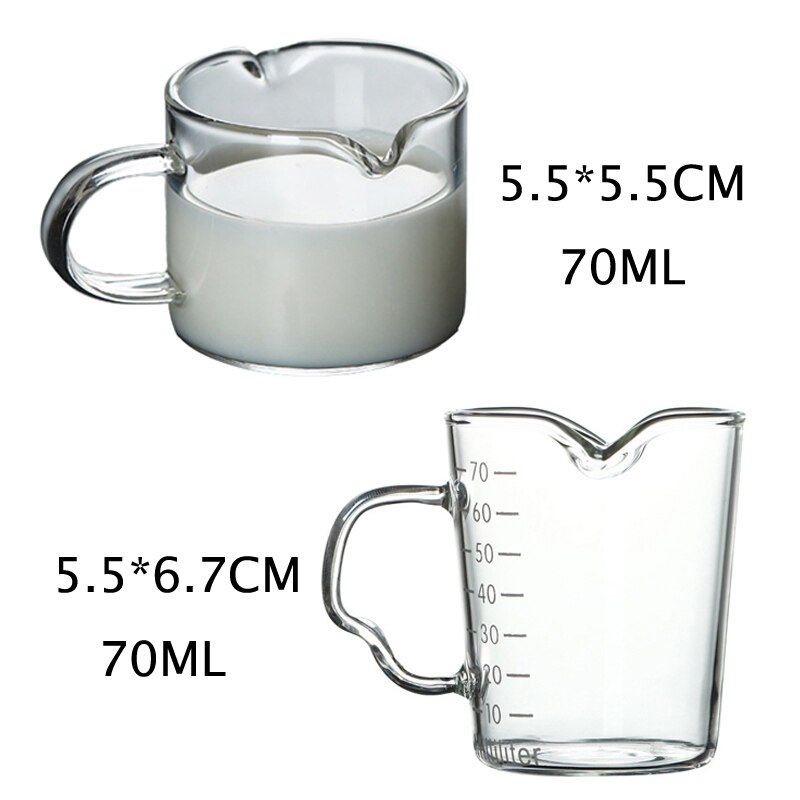 Hittebestendig Glas 70Ml Maatbeker Kleine Melk Cup Keuken Jigger Voor Espresso Koffie Dubbele-Mouthed Ounce cup Melk Cup