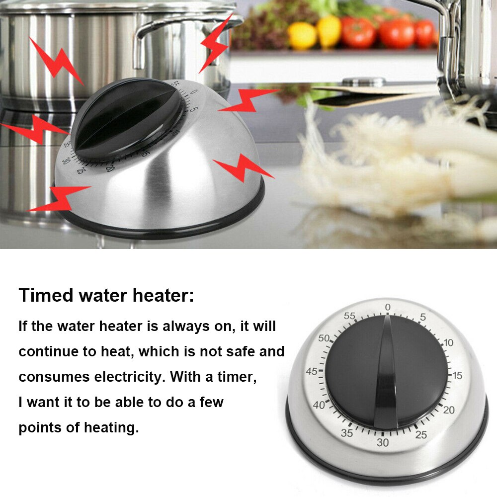 Stainless Steel Kitchen Timer 60 Minutes Countdown Alarm Mechanical Cooking Timer Reminder Alarm Clock Kitchen Gadgets