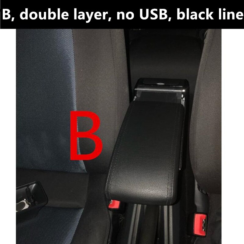 For Abarth 595 armrest box central Store content box with cup holder ashtray decoration products With USB interfac: B black black line