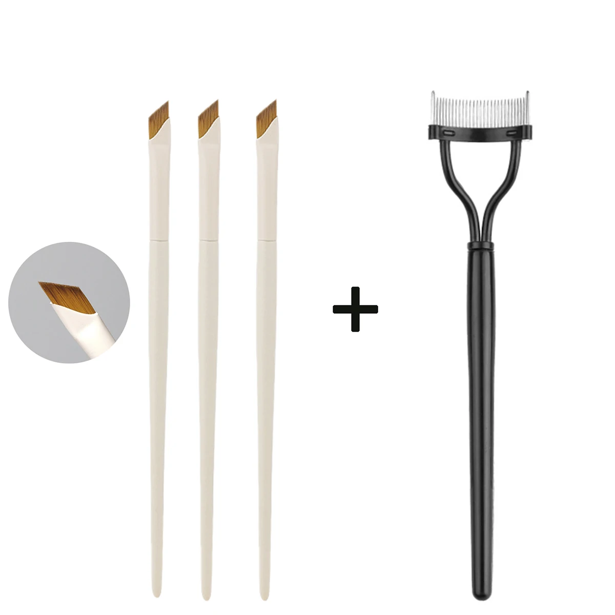 Pincel delineador de ojos con hoja mejorada, pincel plano para cejas de ángulo fino ultrafino debajo de los ojos, pincel de maquillaje, pinceles para detalles precisos: Caqui oscuro