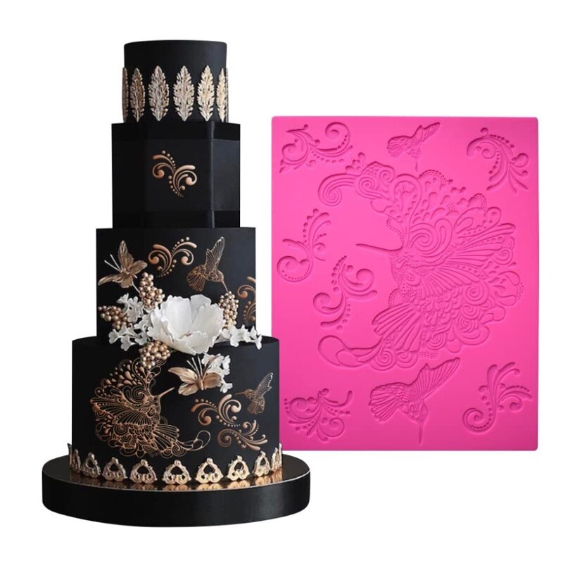 Hummingbird Silicone Cake Mold for Decorating Fondant Cake Lace Mats, Chocolate, Gumpastes Mold, Kitchen Gadgets