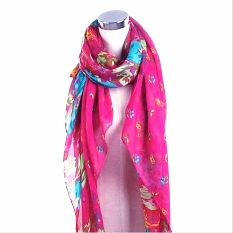 Ladies Floral Flower Scarf Beautiful Women Shawl Stole Wrap Scarves: Rose