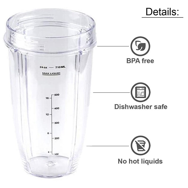 3 stk bærbare 24 oz ounce kop reservedele tilbehør til nutri ninja auto -iq 900w 1000w og duo blenders juicer