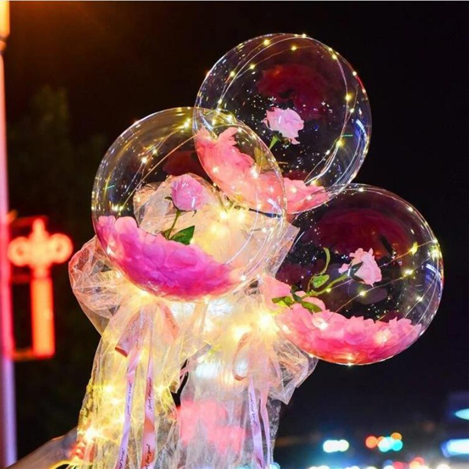 Rose Bouquet Led Luminous Balloon-rose Bouquet Diy Innovative Product Christmas Valentine's Day Led Ballons#t2