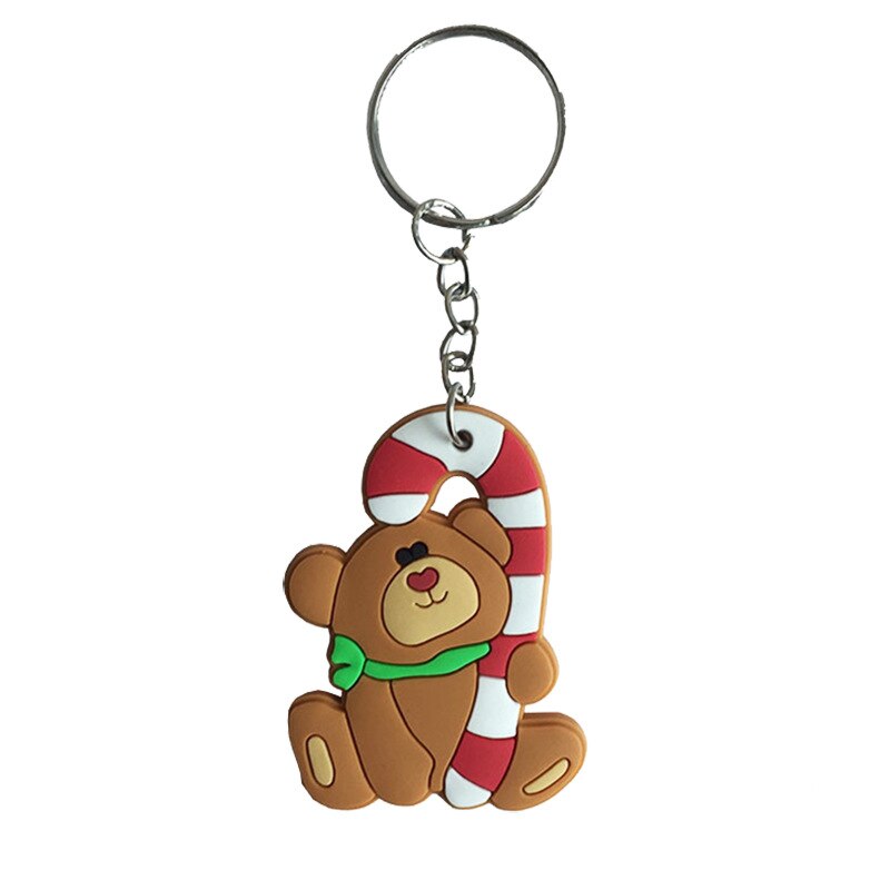 Kerstversiering Pvc Zacht Rubber Herten Oude Man Sleutelhanger Kerstboom Kleine Hanger Kerst Slee Leuke Charm: Cane bear