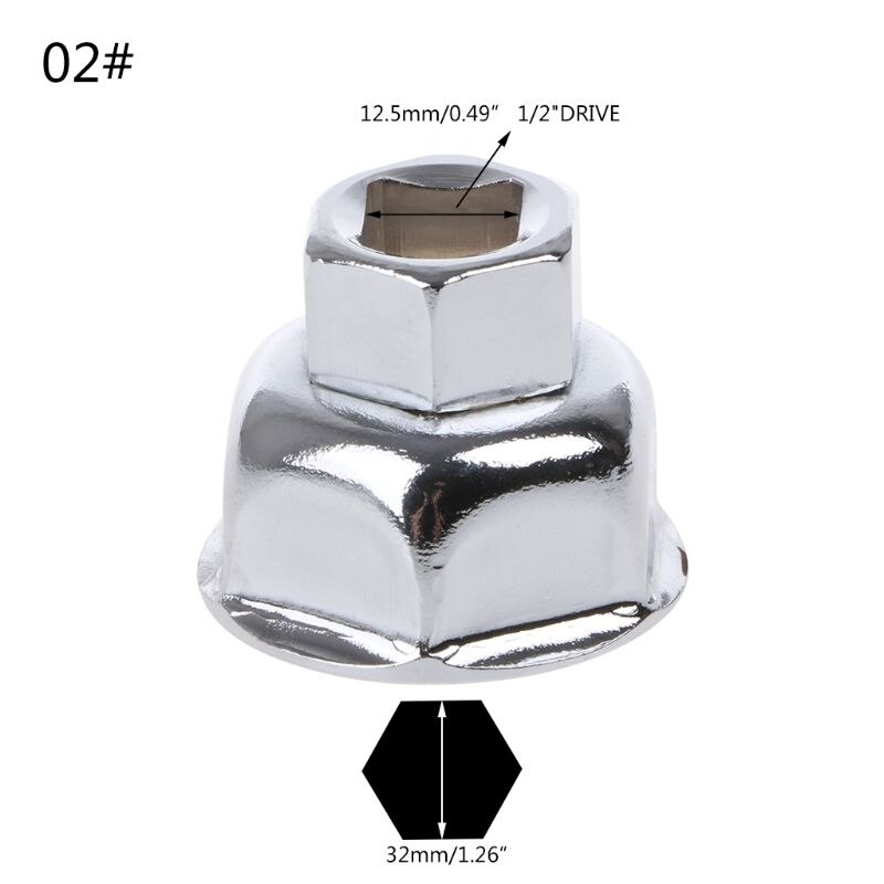 1/2" Drive Car Oil Filter Wrench Cap Housing Removal Engine Tool 6 Flutes 27/32/36mm M0XC: 02