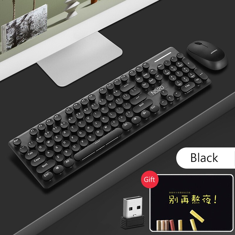 2.4G USB Wireless Keyboard Mouse Combo Ergonomics Gaming Keyboard Optical Mouse For Macbook Lenovo Dell HP Asus Laptop Computer: Black