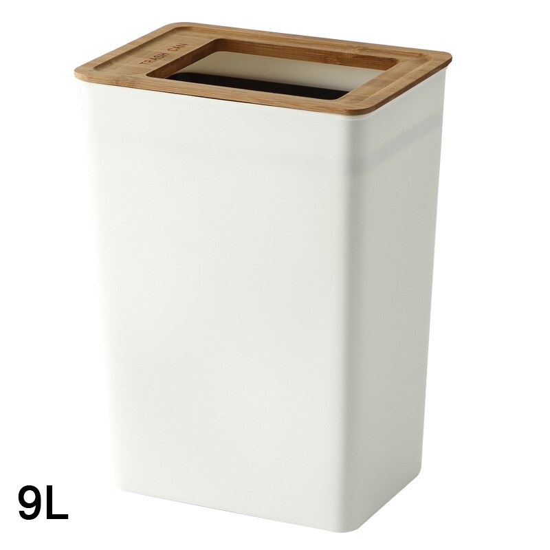 7.5/9L Trash Bin Dustbin Can PP Wood Waste Bin Home Office Trash Can Garbage Bin Dust Bin Plastic Storage Bucket: 9L