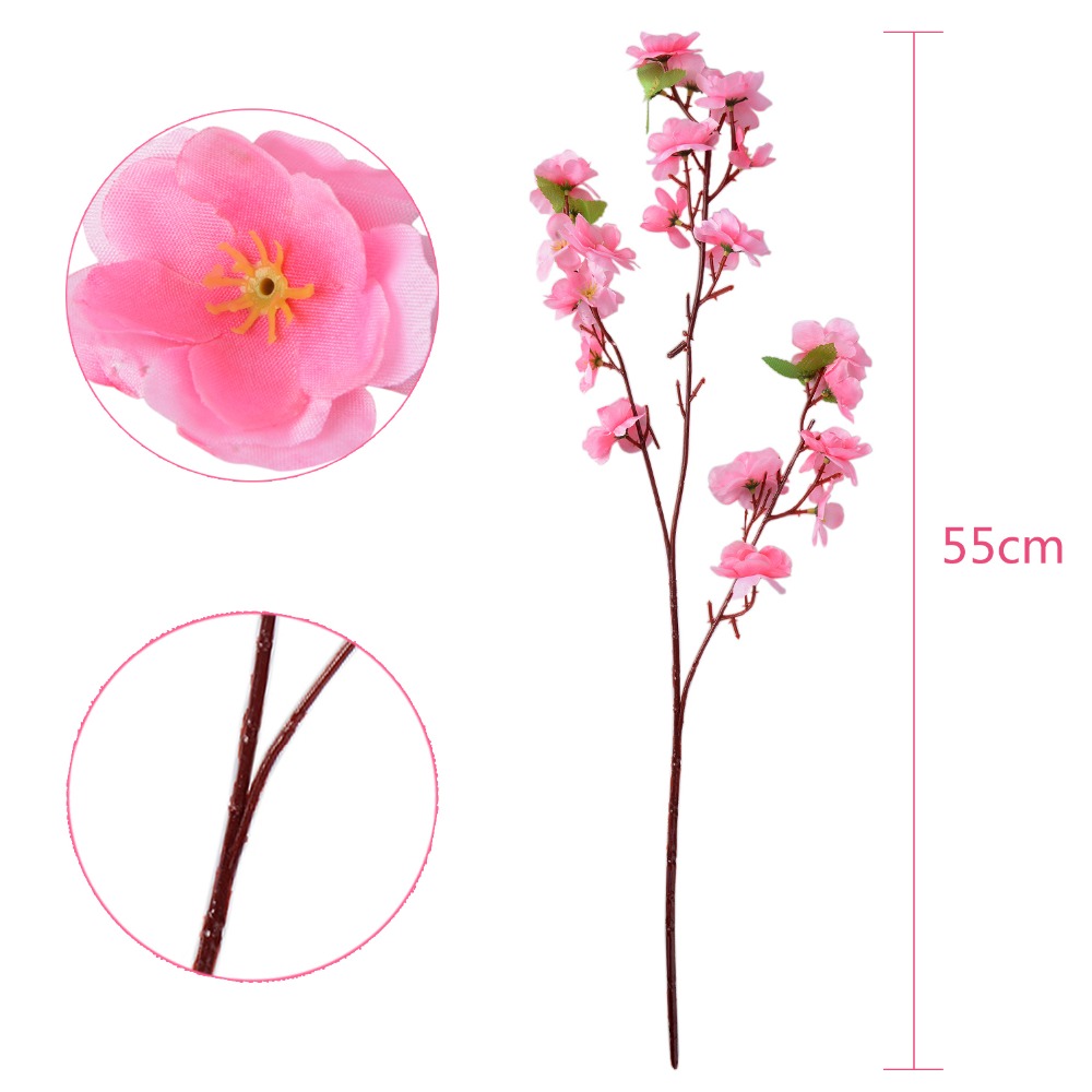 65cm 5 stk silkeblomst kunstig kirsebær forår blomme ferskenblomst gren hjem bryllup dekorative blomster plast ferskenbuket