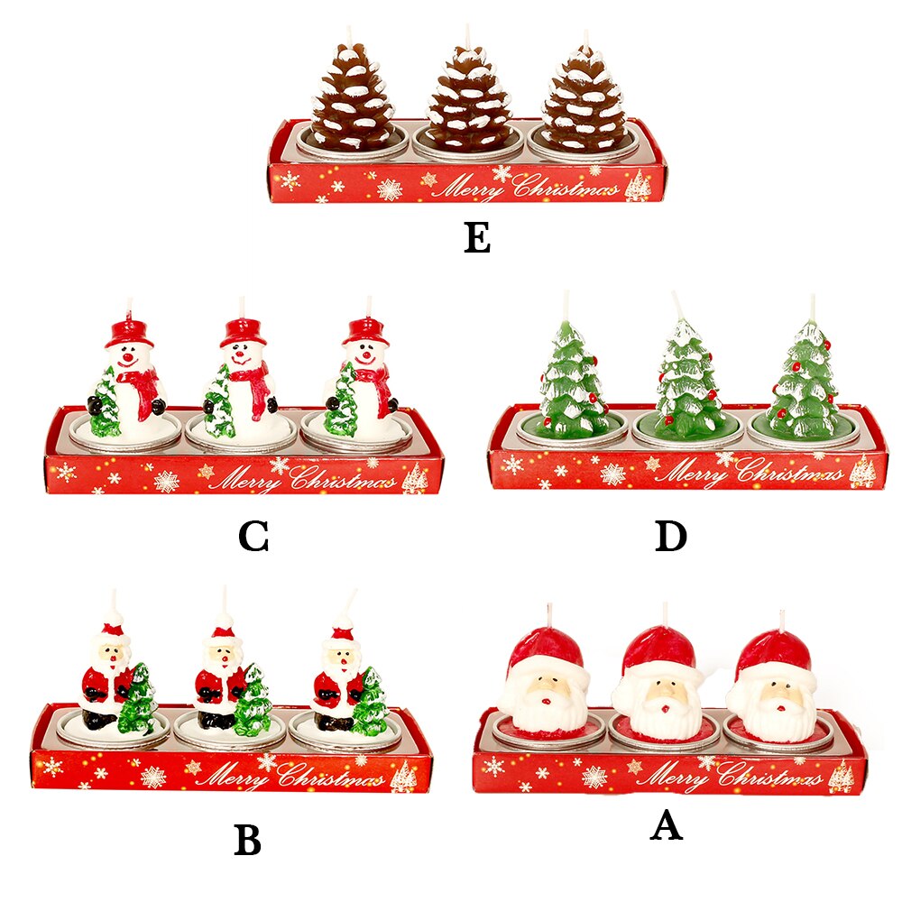 3pcs/Set Merry Christmas Candle Santa Claus Paraffin Candles Xmas Year Wedding Party Supplies Christmas Decorations For Home