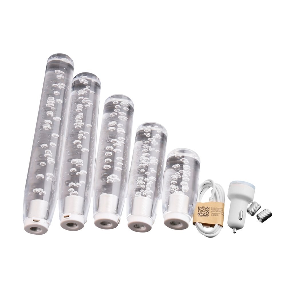 LED Light Color Changing Crystal Bubble Car Gear Shifter Knob Stylish Manual Shifter Stick With 2 USB Interface Charger