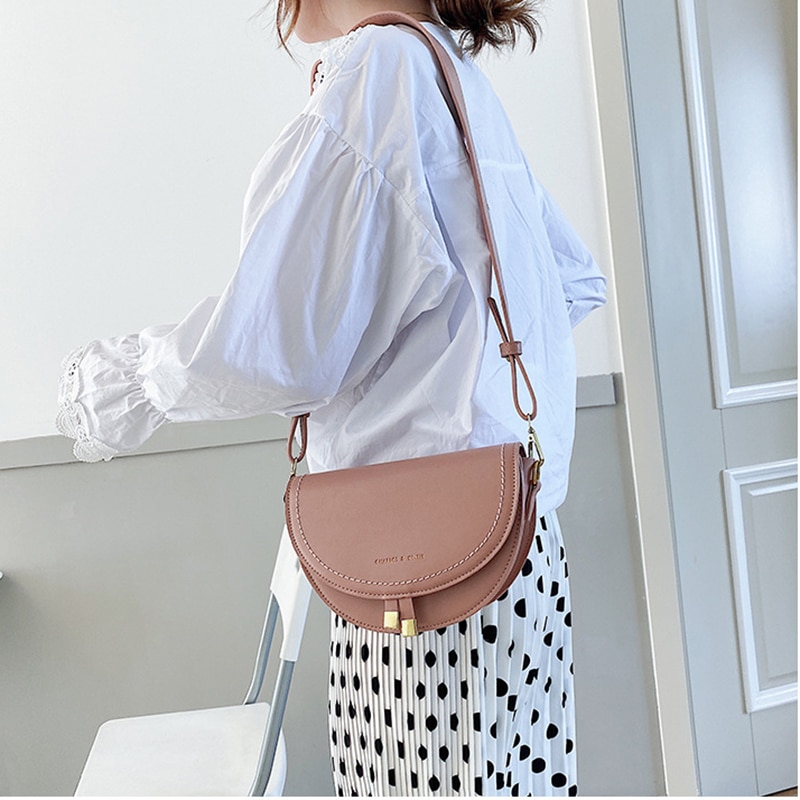 PU Leather Saddle Bag For Women Trend Crossbody Bag Luxury Brand Shoulder Bag Summer Travel Small Handbag and Purses