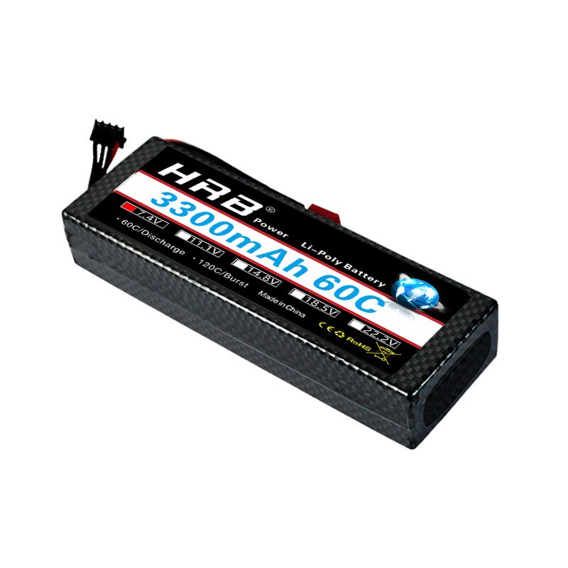 HRB 2S 7.4V RC Lipo Battery 3300mah 4200mah 6000mAh 7000mah 8000mah 100C Hard Case For Traxxas 1/10 Scx10 1/12 RC Monster Cars: 2S 3300mah 60C