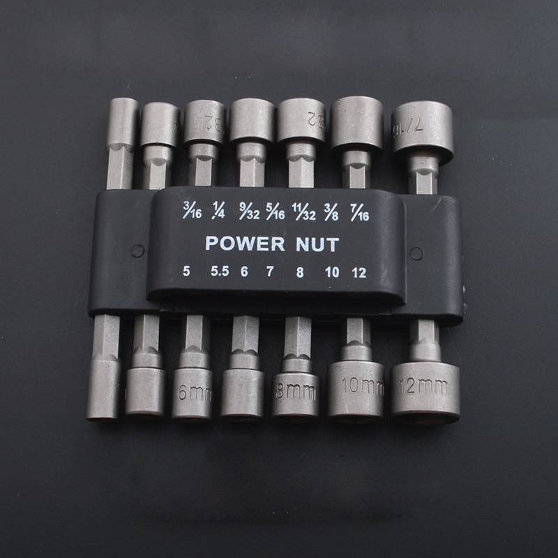 14Pcs/set 1/4&quot; Hex Shank Power Socket Adapter 5-12mm Metric Driver Drill Bit Socket Wrench Screw Magnetic Sleeve Driver Set