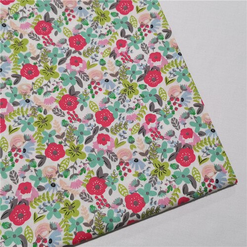 Tela de sarga de algodón con hojas verdes, tejido acolchado de 160x50cm por medio metro para costura DIY de sábanas de cama: Cotton Fabrics 07