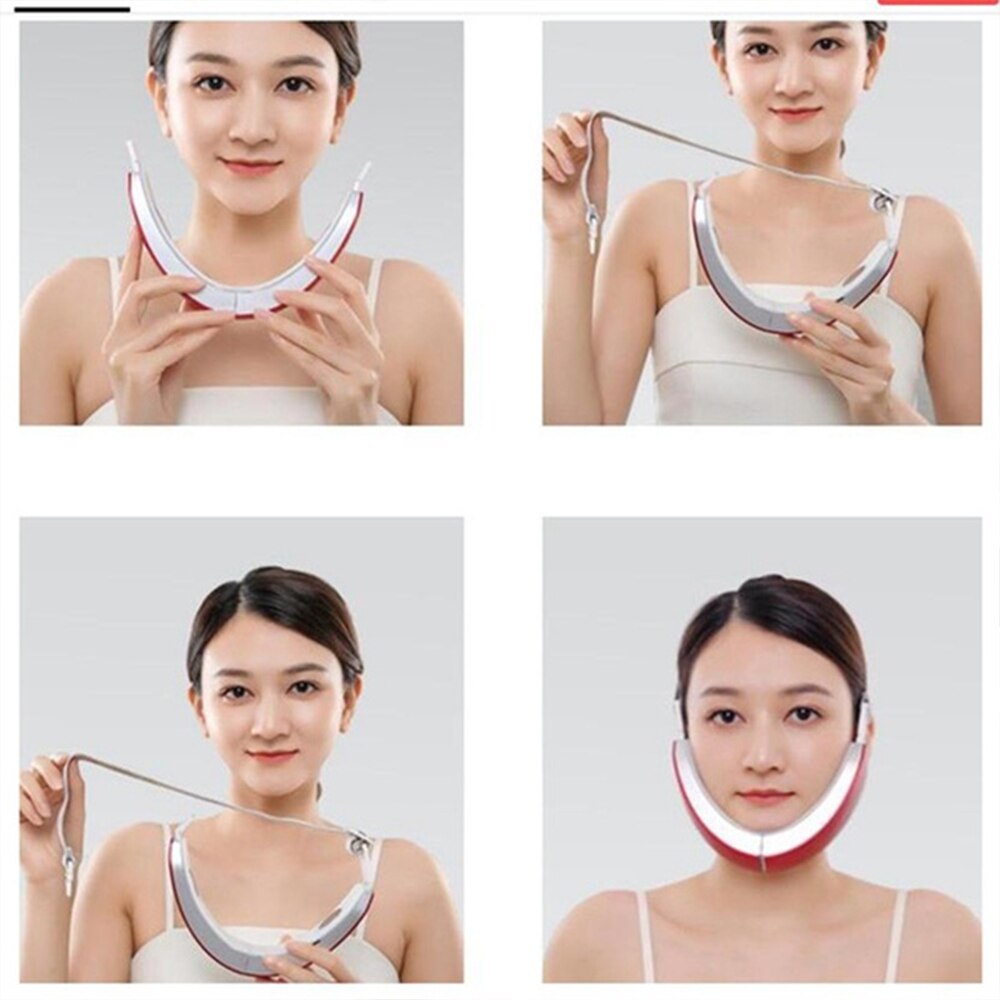 Ceinture de Lifting du visage en V + Machine de soins du cou, thérapie photonique LED, outil amincissant pour le visage, masseur vibrant, réduit le Double menton, dispositif de levage du visage